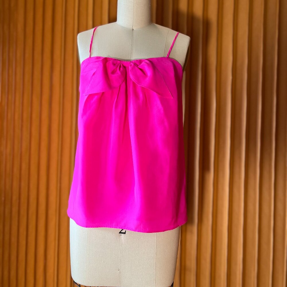 J.CREW Fuchsia Silk Tie-Front Tank